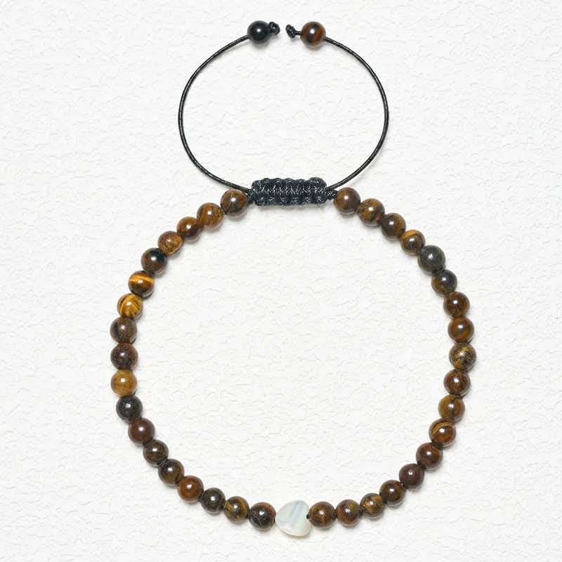 Buddha Stones Natural Small Tiger Eye Beads Love Heart Power String Bracelet