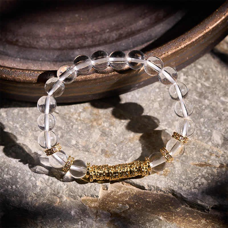 Buddha Stones Natural Clear Quartz Citrine Money For The Journey Protection Bracelet
