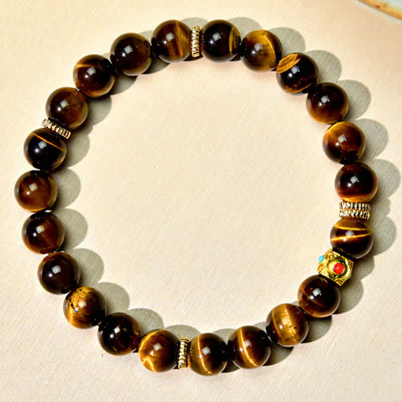Buddha Stones Tibet Natural Tiger Eye Bead Strength Bracelet