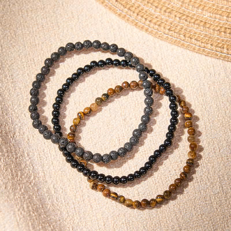 Buddha Stones 3pcs “Rebuild Your Inner Drive” Lava Rock Calm Bracelet Includes Gift Message Card