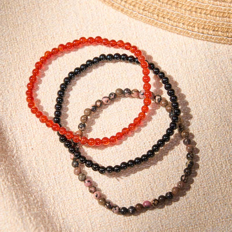Buddha Stones 3pcs “Embrace Inner Power” Red Agate Confidence Bracelet Includes Gift Message Card