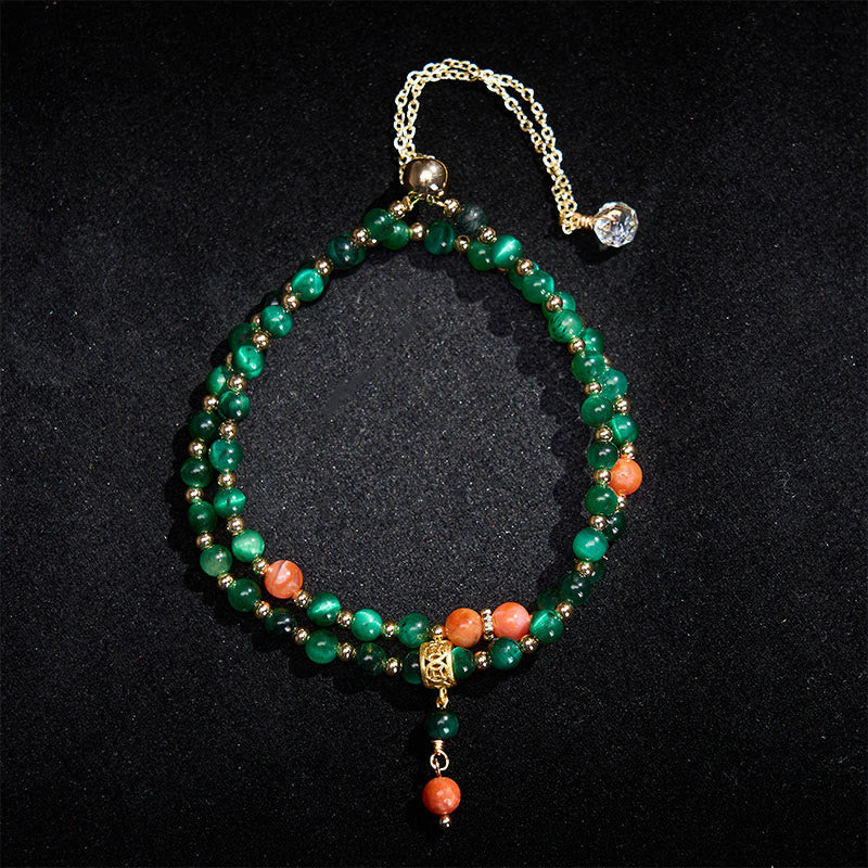 Buddha Stones Natural Green Tiger Eye Double Wrap Strength Bracelet