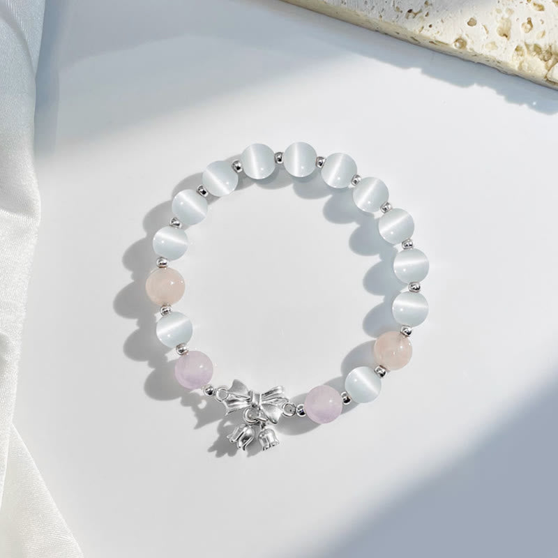 Buddha Stones Cat’s Eye Lavender Amethyst Rosette Charm Bracelet