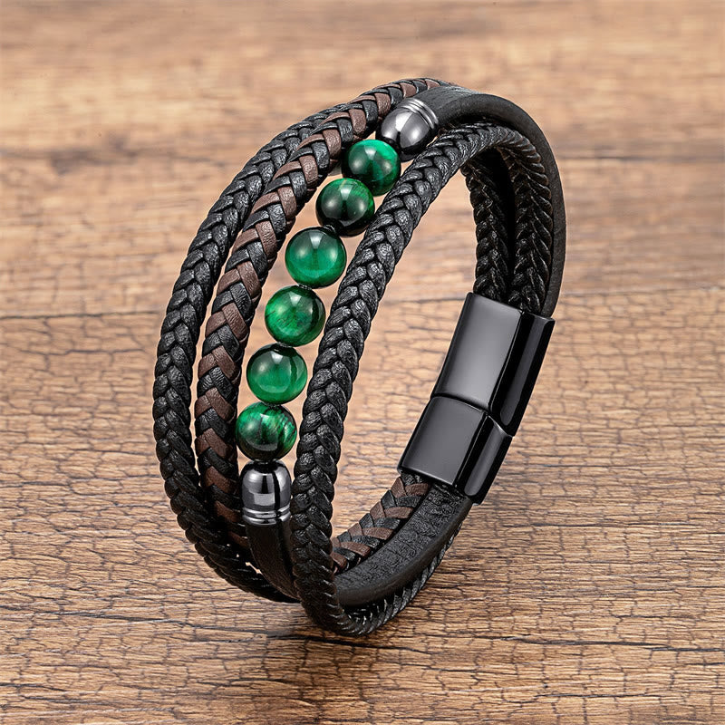 Buddha Stones “Wishing You Courage and Balance” Green Tiger Eye Bracelet Includes Gift Message Card