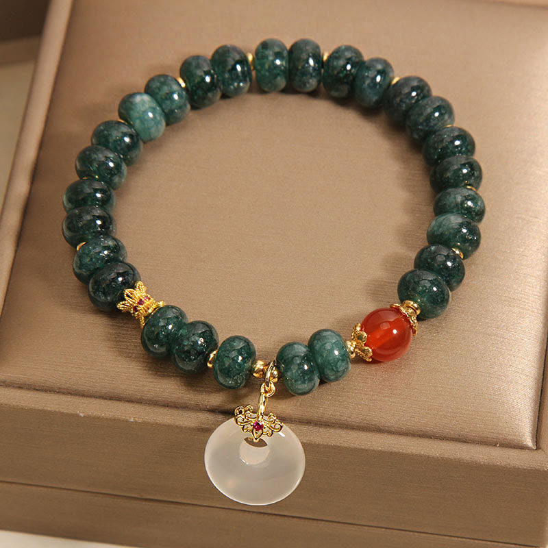 Buddha Stones Blue Jade Beads Peace Buckle Prosperity Bracelet