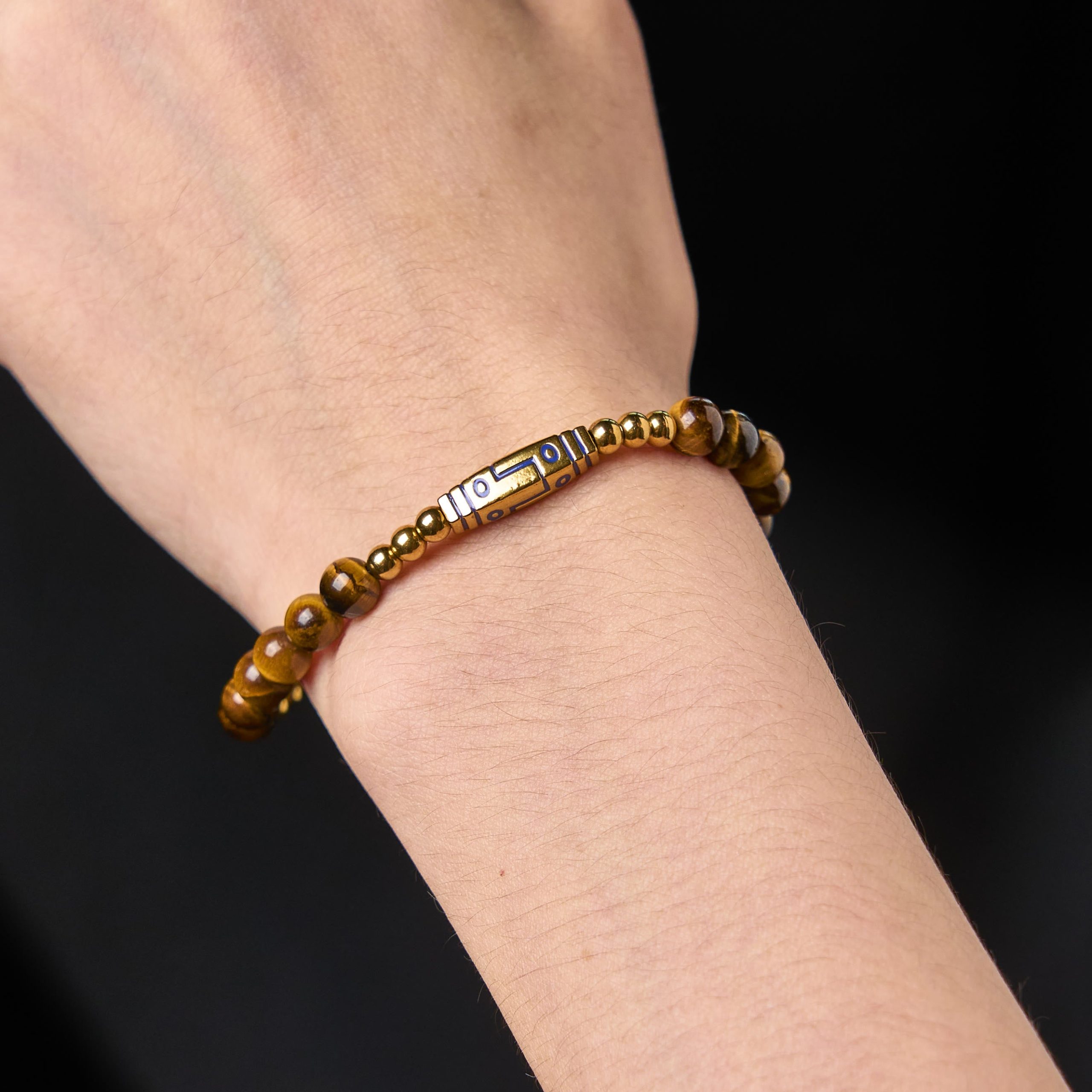 Buddha Stones Cute Bone Pattern Tiger Eye Courage Beads Bracelet