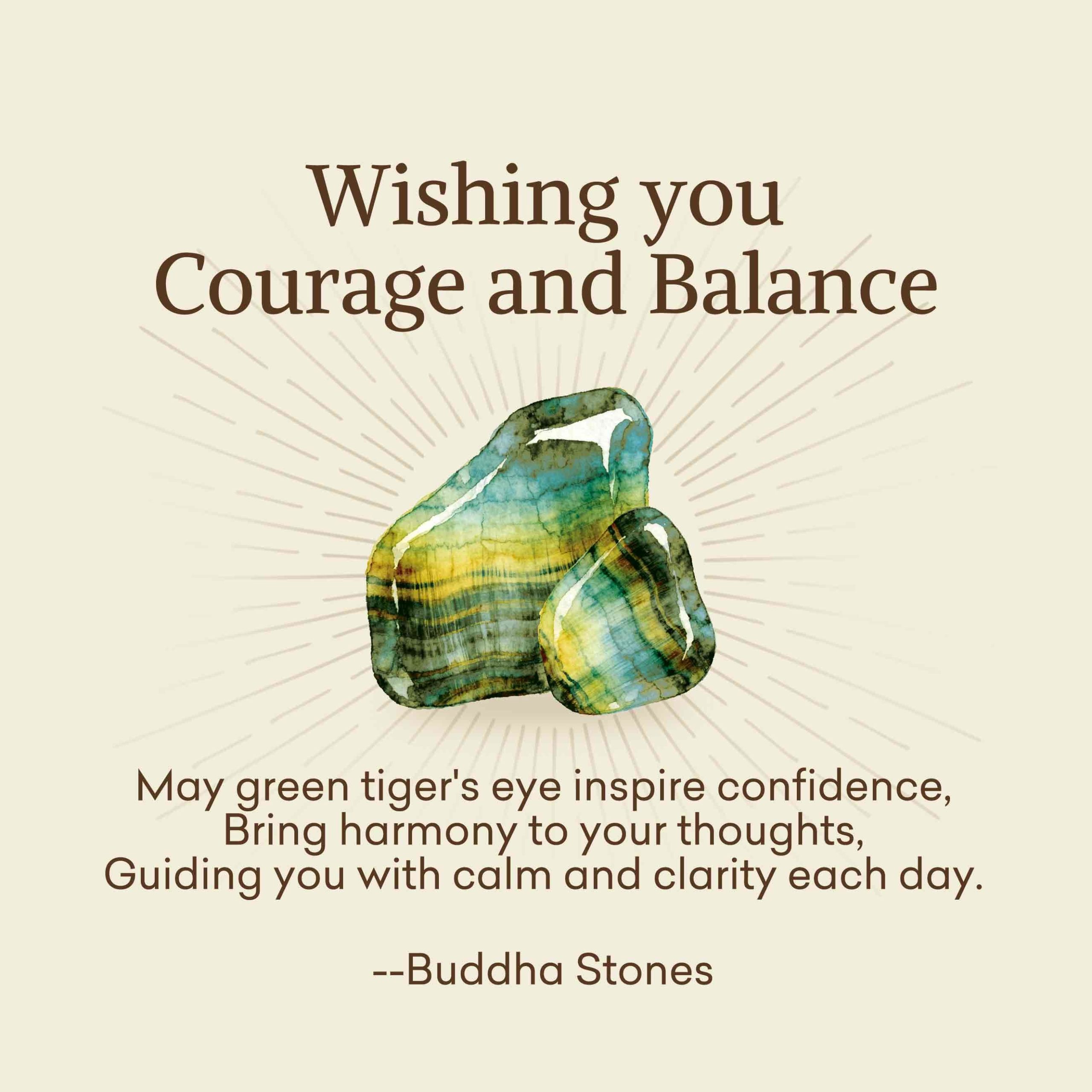 Buddha Stones “Wishing You Courage and Balance” Green Tiger Eye Bracelet Includes Gift Message Card