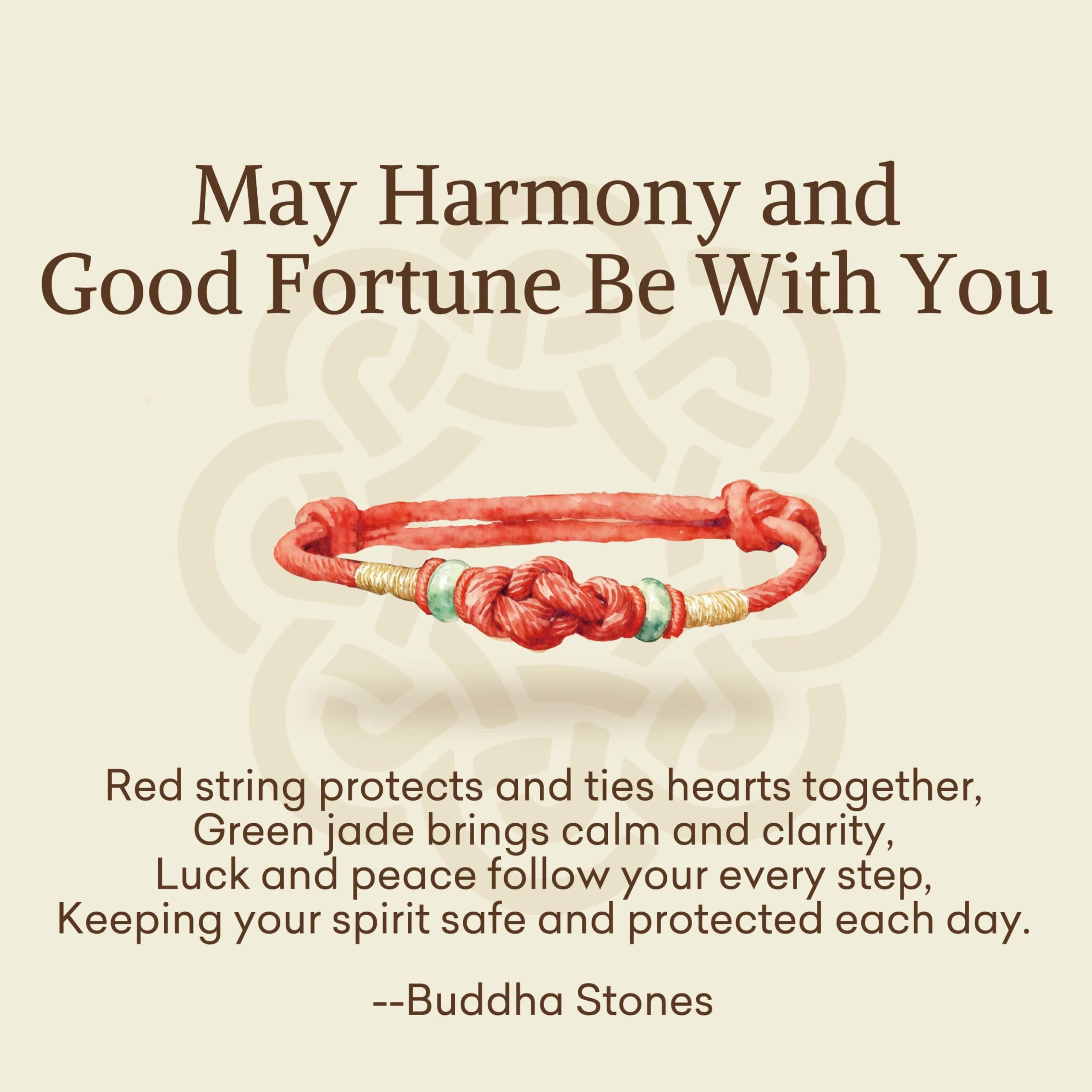 Buddha Stones “May Harmony and Good Fortune Be With You” Bracelet Includes Gift Message Card