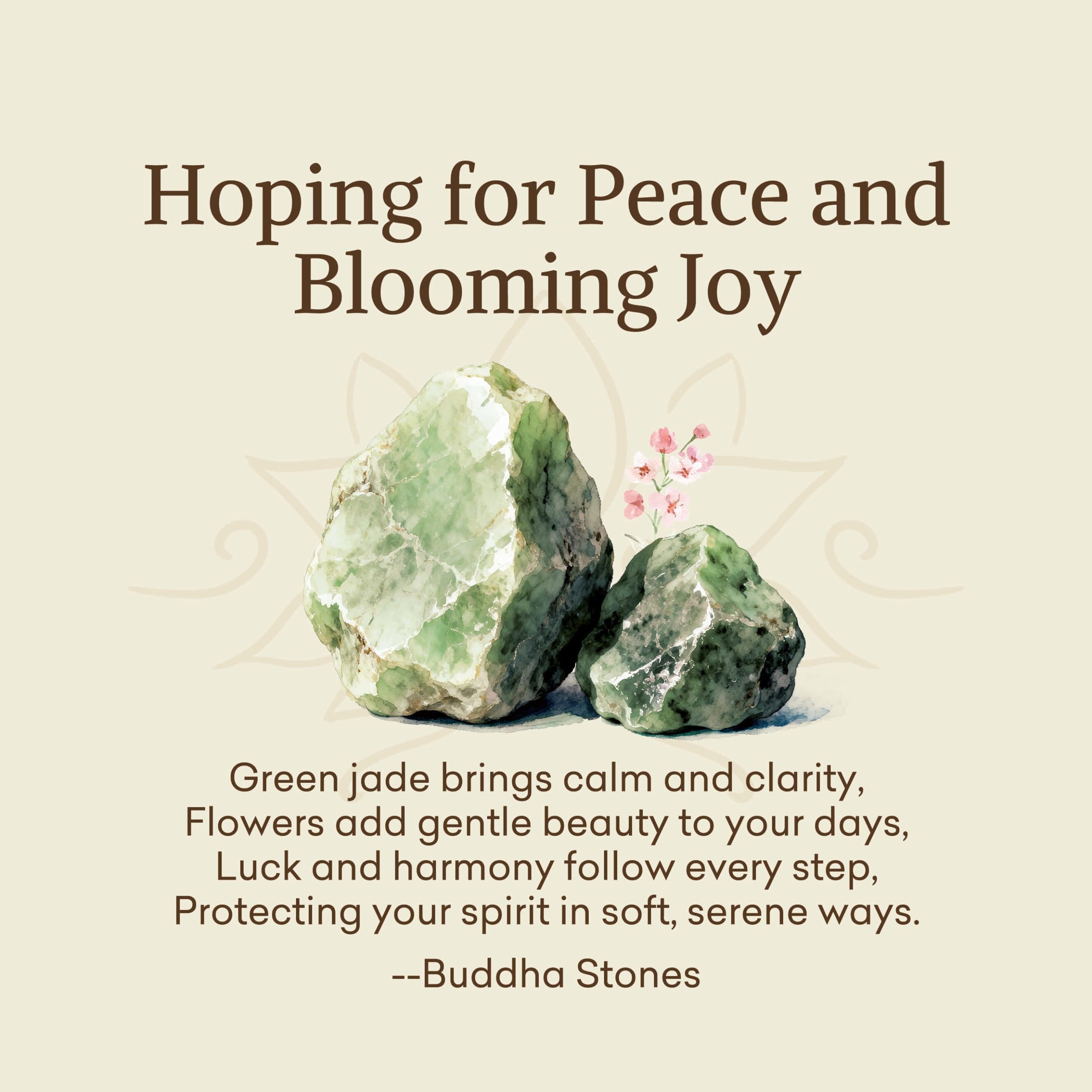 Buddha Stones “Hoping for Peace and Blooming Joy” Green Jade Bracelet Includes Gift Message Card