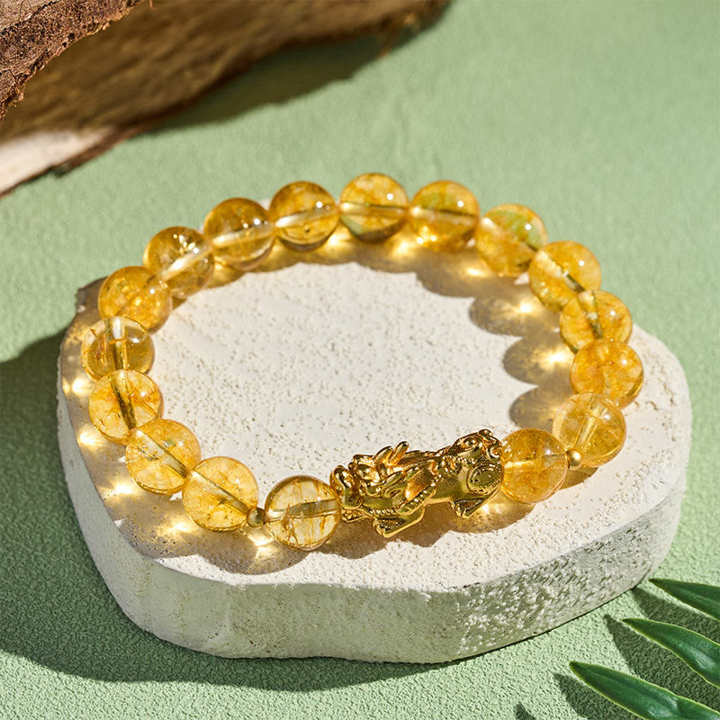 Buddha Stones Natural Citrine PiXiu Prosperity Protection Bracelet