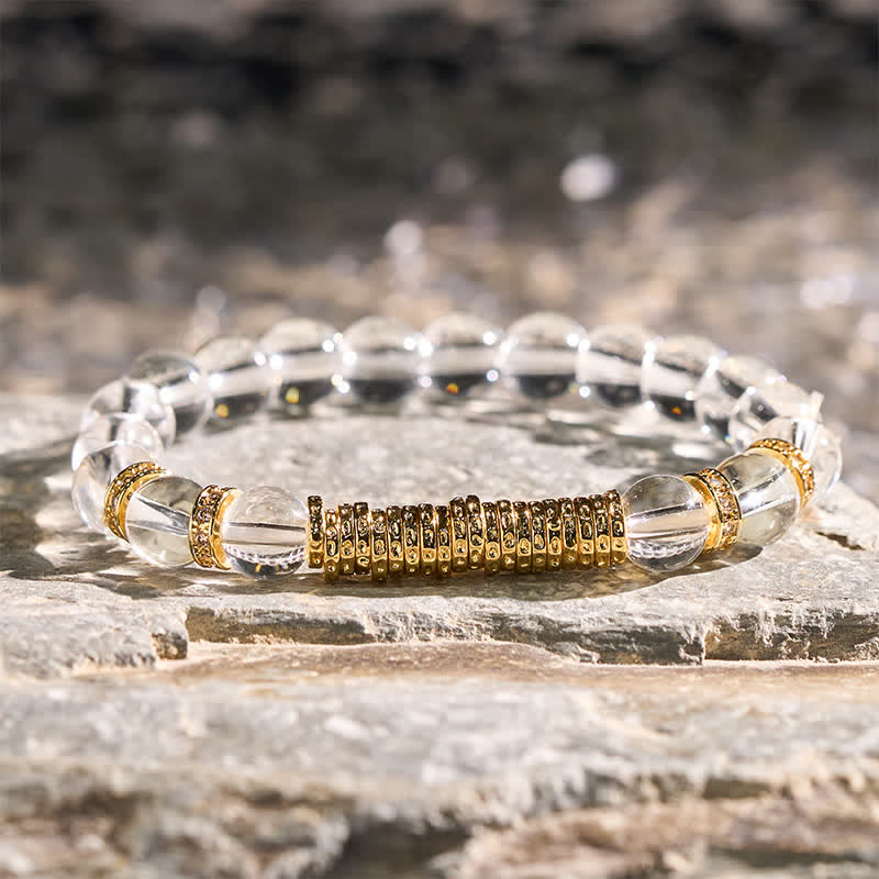 Buddha Stones Natural Clear Quartz Citrine Money For The Journey Protection Bracelet