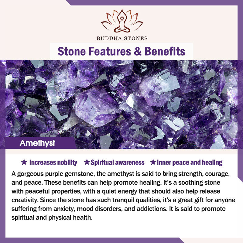 Buddha Stones Amethyst Lazurite Various Crystal Stone Healing Positive Bracelet