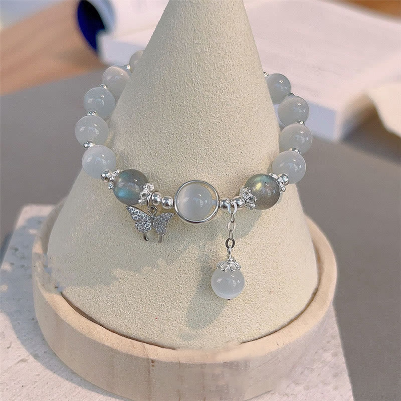 Buddha Stones Cat’s Eye Moonstone Butterfly Star Charm Support Bracelet