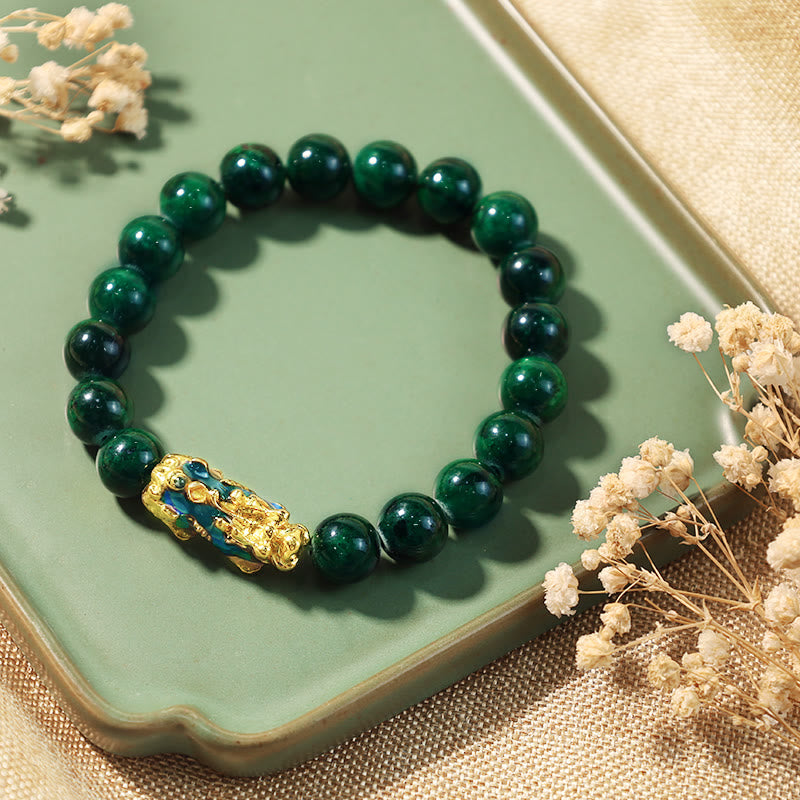 Buddha Stones “Sending Blessings of Wealth and Peace” PiXiu Jade Bracelet Includes Gift Message Card