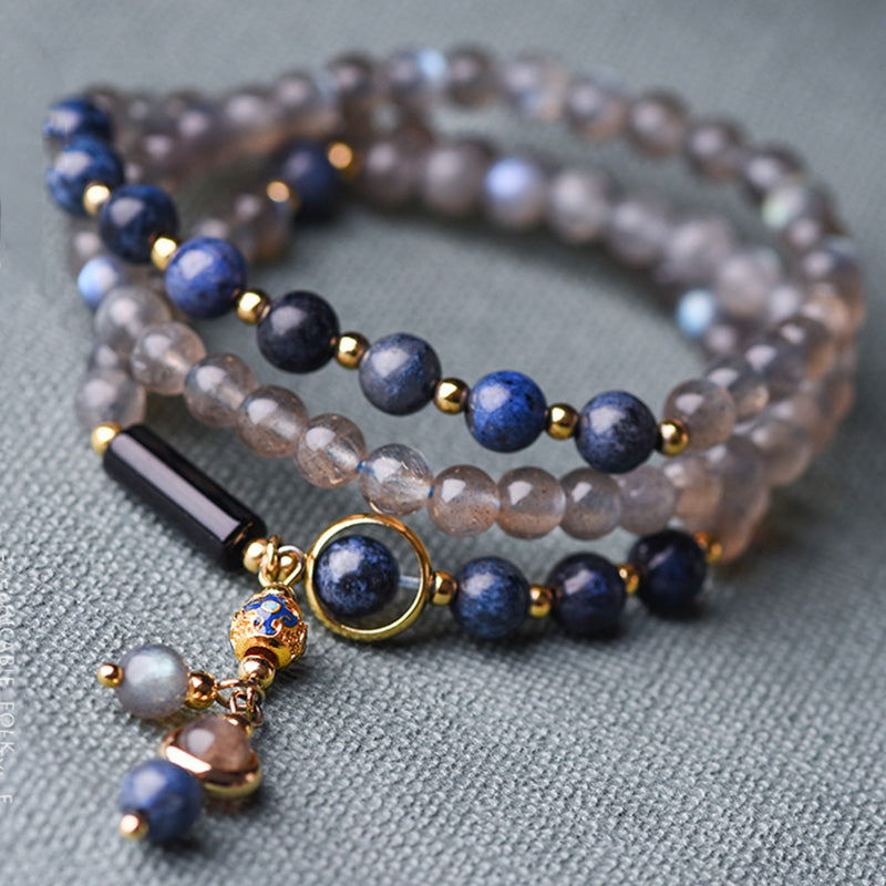 Buddha Stones Moonstone Lazurite Calm Healing Positive Bracelet